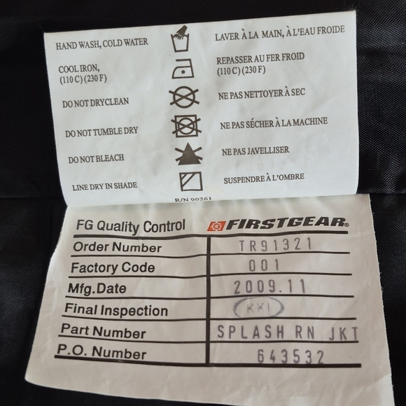 Firstgear Men's Gray/Black Motorcycle Splash Rain Stowable Rain Jacket - Size 3X - Picture 12 of 14